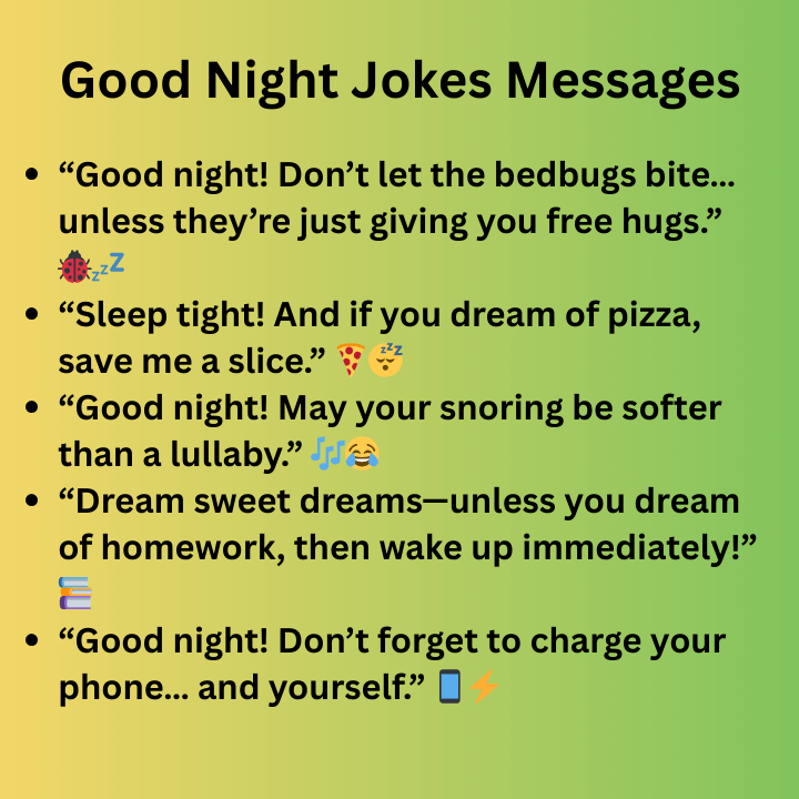 Good Night Jokes Messages