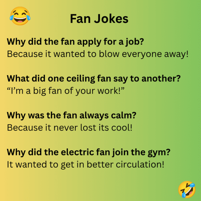 Fan Laughter Fan Jokes That’ll Blow You Away | Cool & Funny Fan Puns - laughpocket.com