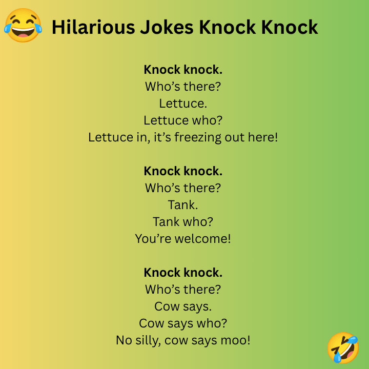 Hilarious Jokes Knock Knock